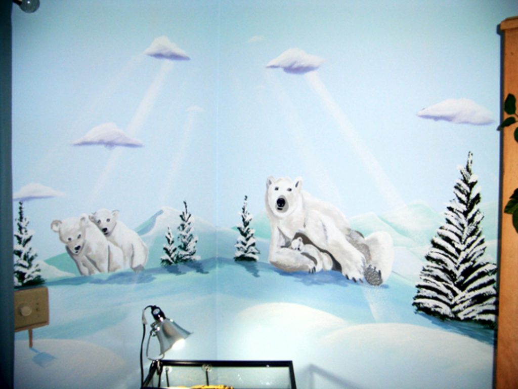 Polar bears kids mural