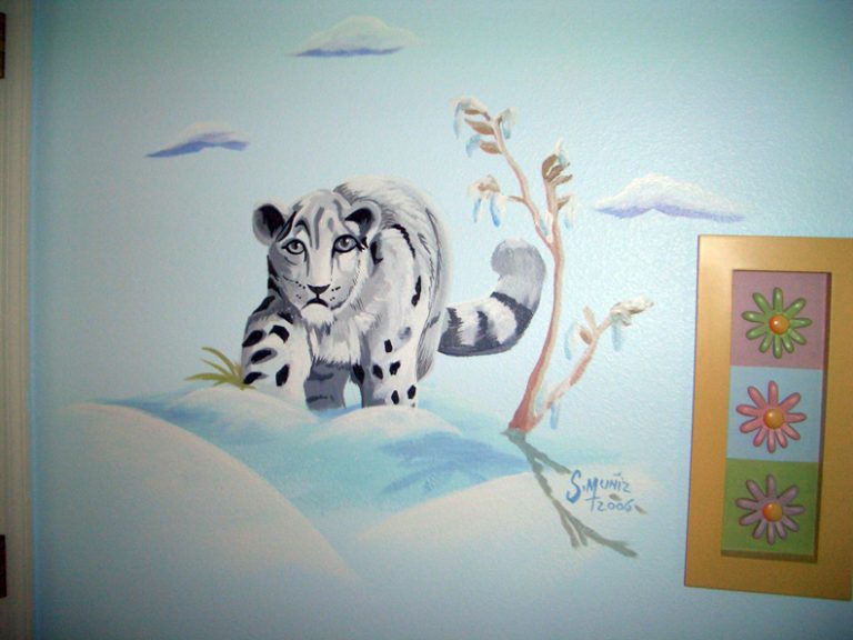 wall mural snow leopard