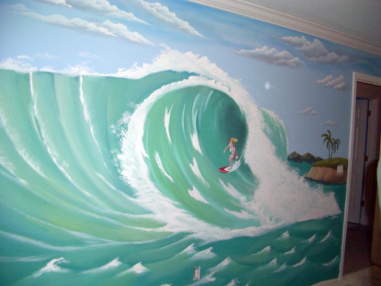 wave tunnel kids mural