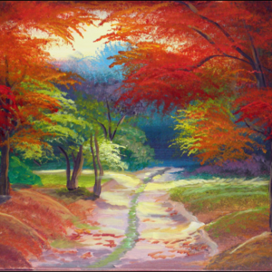 Original Acrylic Painting on Canvas – Autumn Trail Landscape – 16x20