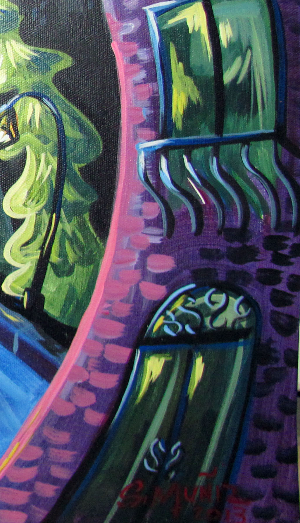 Abstract Cityscape Wall Art – Swaying Buildings Midnight Welcome