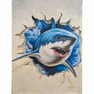 original art shark painting
