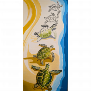 sea turtle beach painting coastal ocean artwork turtles path 24x48 canvas