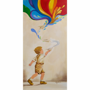 boy throws paper airplanes vintage style